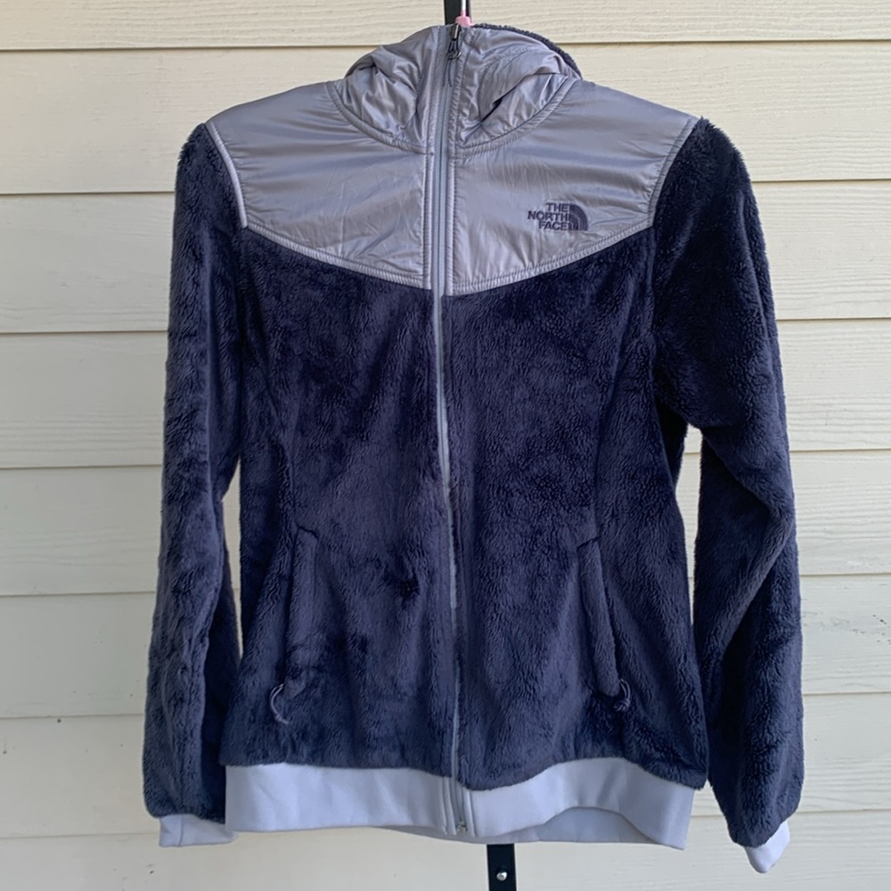 The north face fuzzy full zip hooded jacket Womens small